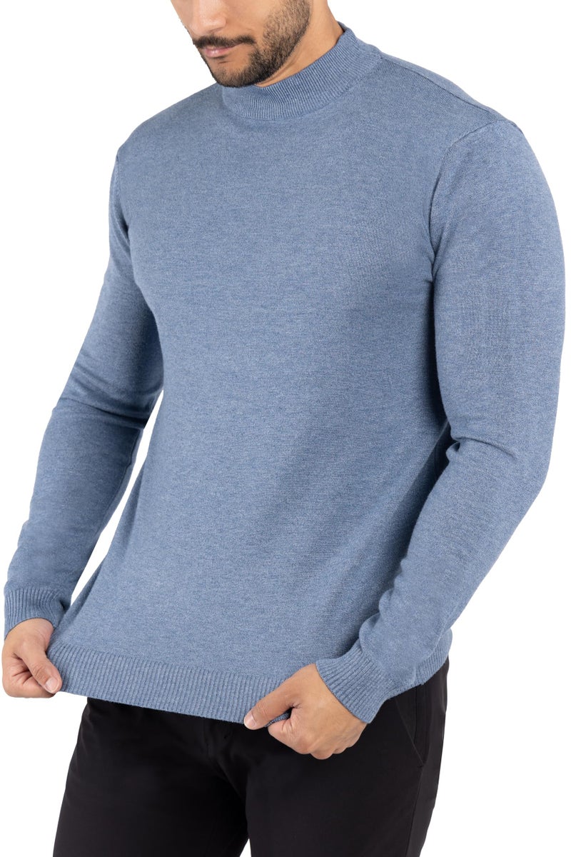 X RAY Mens Mock Neck Sweater, Soft Slim Fit Pullover Top, Basic Mock Neck Sweater for Men, Heather Slate, X-Large - Image 4